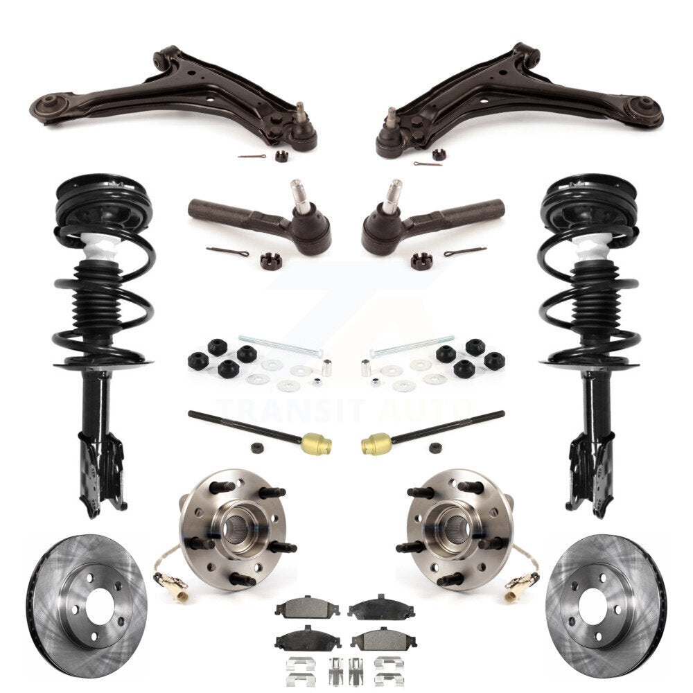 Front Rotors Brake Pad Bearing Suspension Kit (15Pc) For Pontiac Grand Am Chevrolet Malibu KM-100038