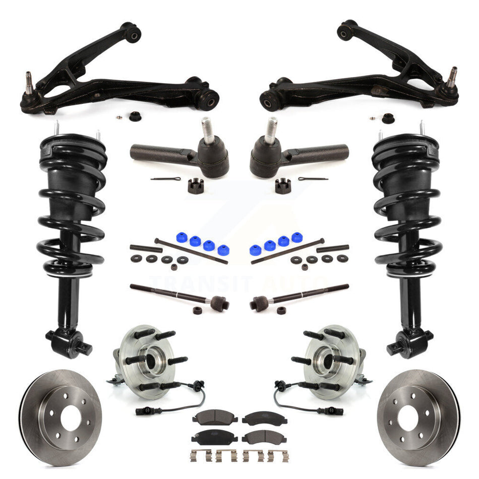 Front Disc Rotors Brake Pads Bearings Arms Shock Suspension Kit (15Pc) For GMC Sierra 1500 KM-100060