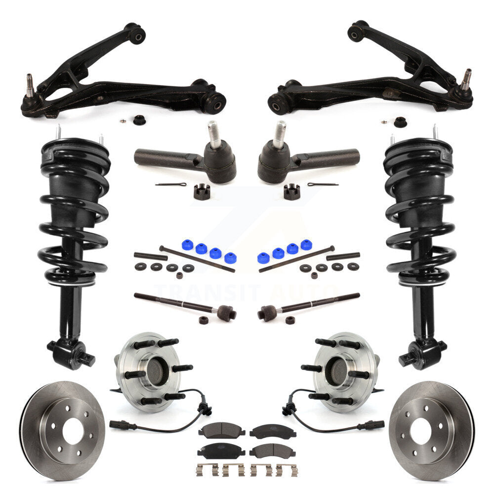 Front Disc Rotors Brake Pads Bearings Arms Shock Suspension Kit (15Pc) For GMC Sierra 1500 KM-100063
