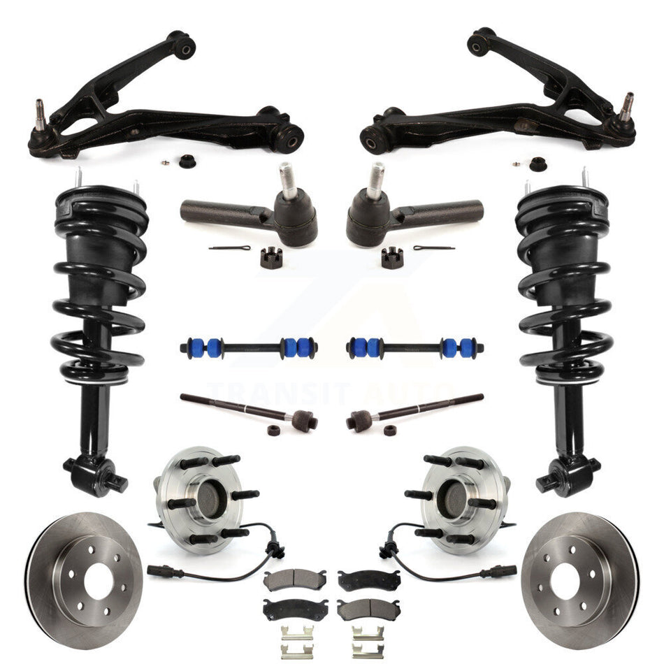 Front Disc Rotor Brake Pad Bearing Arms Suspension Kit (15Pc) For Chevrolet Silverado 1500 KM-100064