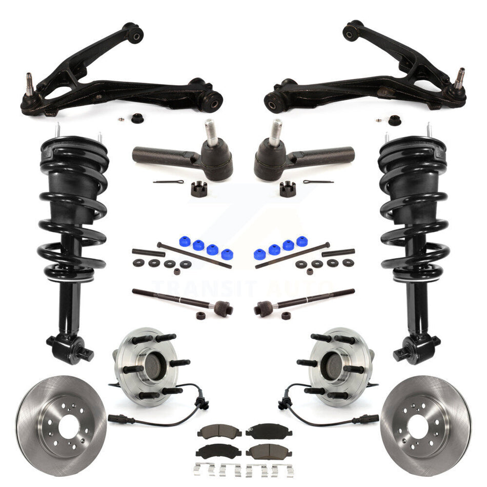 Front Disc Rotor Brake Pad Bearing Arm Suspension Kit (15Pc) For GMC Sierra 1500 Chevrolet KM-100163