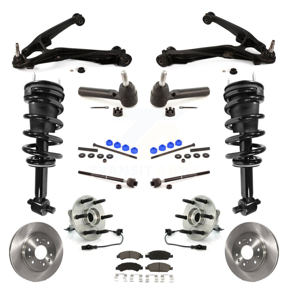 Front Disc Rotor Brake Pad Bearing Arm Suspension Kit (15Pc) For GMC Sierra 1500 Chevrolet KM-100165