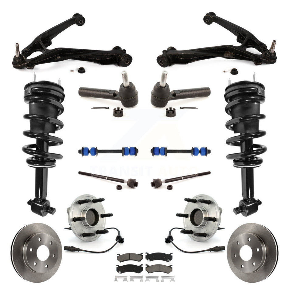 Front Disc Rotor Brake Pad Bearing Arms Suspension Kit (15Pc) For Chevrolet Silverado 1500 KM-100179