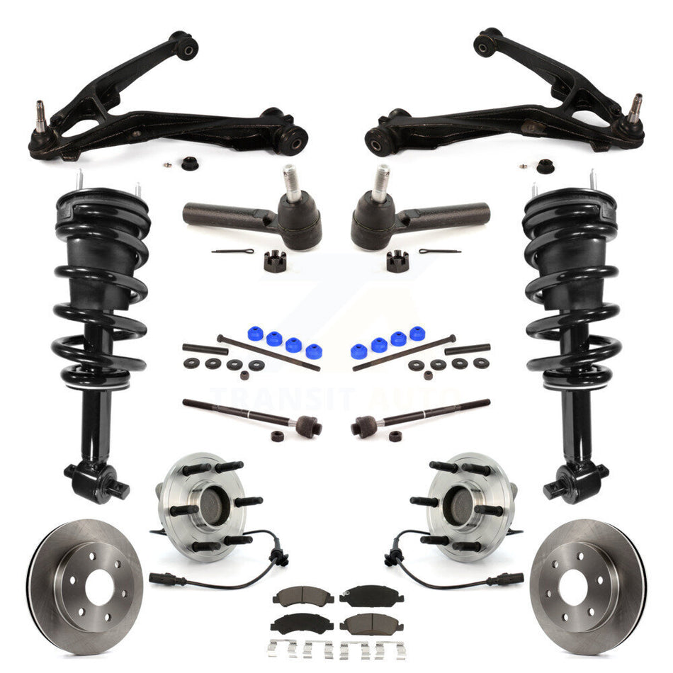 Front Disc Rotors Brake Pads Bearings Arms Shock Suspension Kit (15Pc) For GMC Sierra 1500 KM-100183