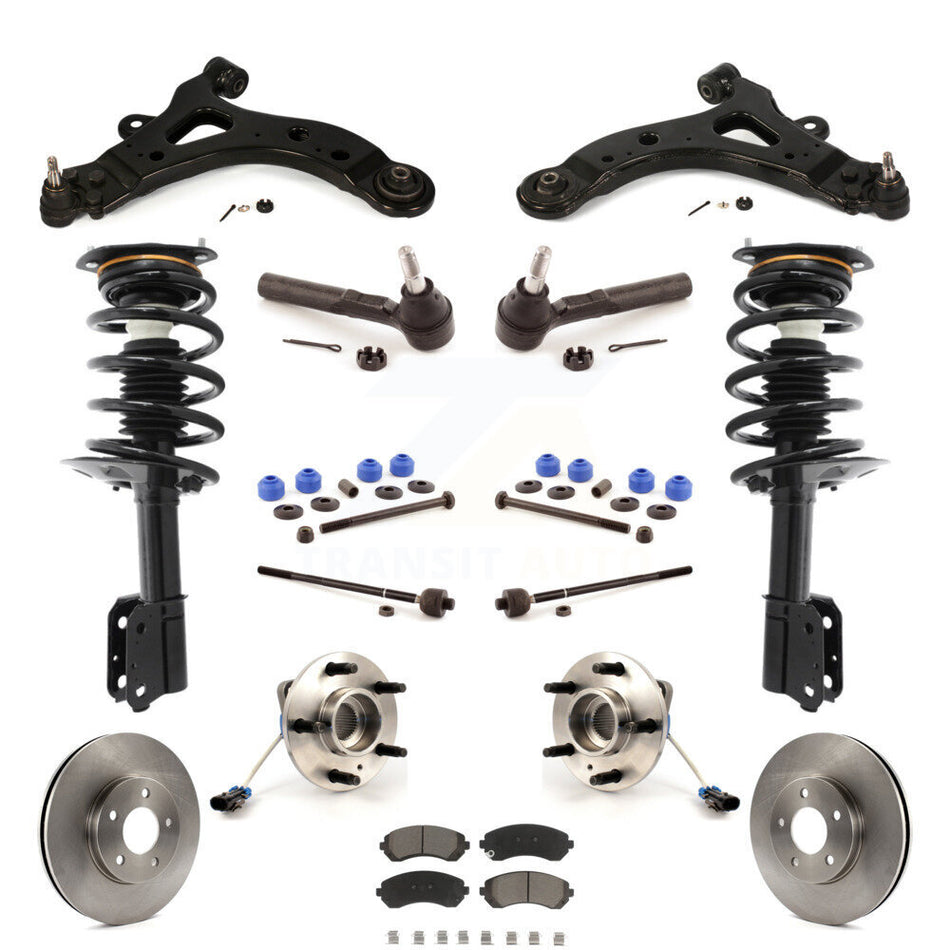 Front Disc Rotors Brake Pads Hub Bearings Assembly Control Arms Tie Rod End Shock Suspension Link Kit (15Pc) For Buick Rendezvous Pontiac Aztek AWD KM-100186