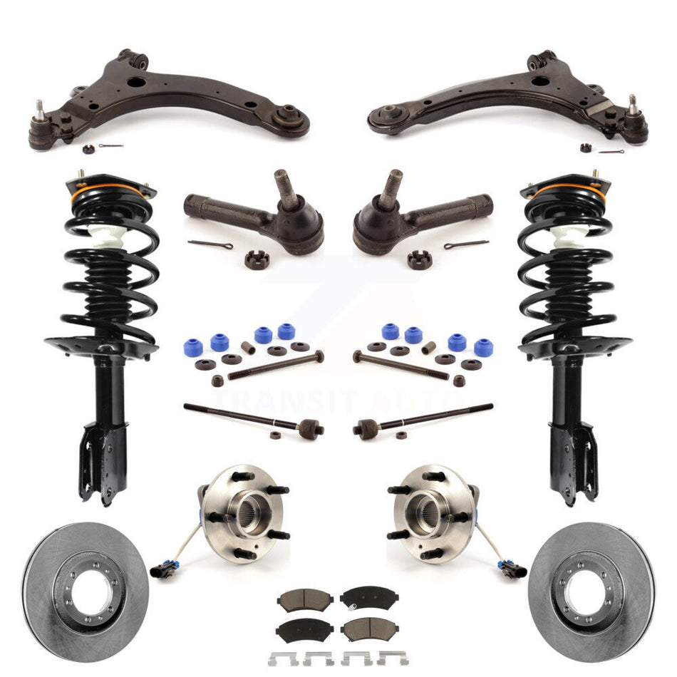 Front Disc Rotors Brake Pads Hub Bearings Control Arms Shock Assembly Suspension Link Kit (15Pc) For Chevrolet Venture Pontiac Montana Oldsmobile Silhouette Trans Sport KM-100194