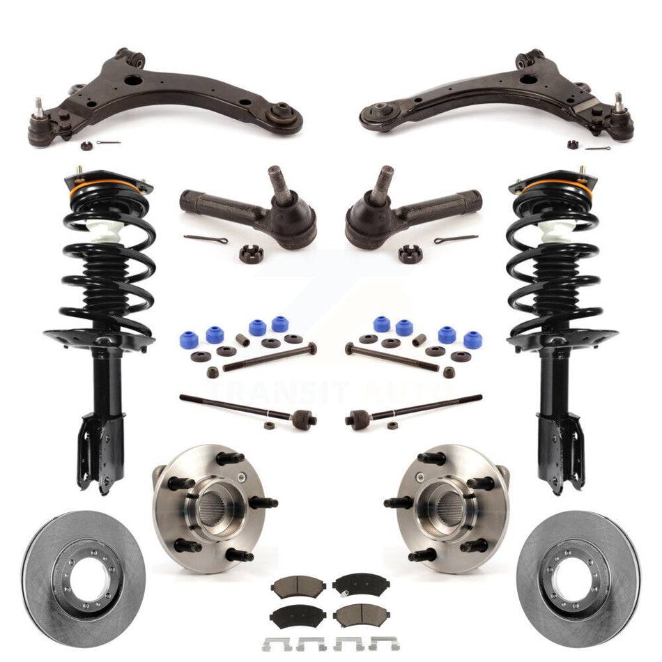 Front Disc Rotors Brake Pads Hub Bearings Assembly Control Arms Tie Rod End Shock Suspension Link Kit (15Pc) For Chevrolet Venture Pontiac Montana KM-100196