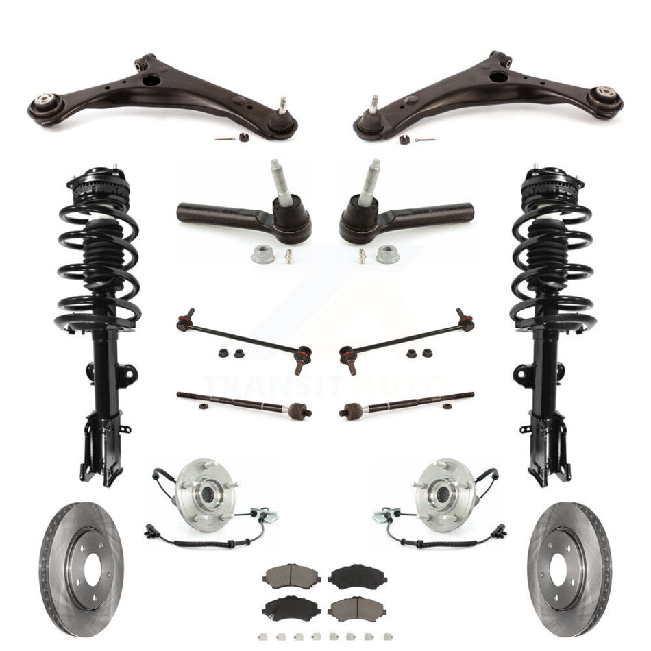Front Disc Rotors Brake Pad Bearing Shock Assembly Suspension Kit (15Pc) For 2011-2011 Dodge Grand Caravan Chrysler Town & Country EXCLUDES MODELS WITH NIVOMAT REAR SUSPENSION KM-100210