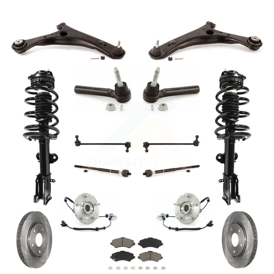 Front Disc Rotors Brake Pad Bearing Shock Assembly Suspension Kit (15Pc) For 2011-2011 Dodge Grand Caravan Chrysler Town & Country EXCLUDES MODELS WITH NIVOMAT REAR SUSPENSION KM-100210