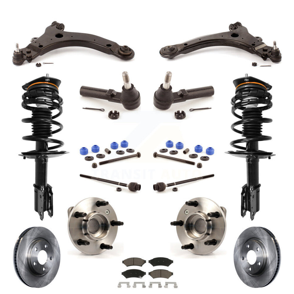 Front Disc Rotors Brake Pads Bearings Control Arms Shock Assembly Suspension Kit (15Pc) For 2005-2005 Buick LaCrosse Allure Excludes 17" 18" Wheels Police Taxi Models Non-ABS KM-100231