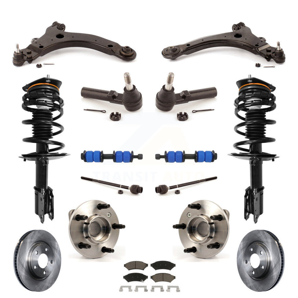 Front Disc Rotors Brake Pads Bearings Control Arms Shock Assembly Suspension Kit (15Pc) For 2005-2005 Buick LaCrosse Allure Excludes 17" 18" Wheels Police Taxi Models Non-ABS KM-100231