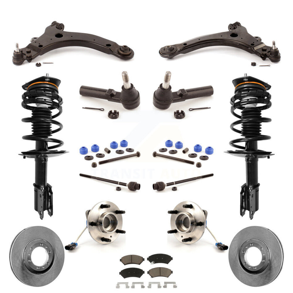 Front Disc Rotors Brake Pads Hub Bearings Control Arms Tie Rod End Shock Assembly Suspension Link Kit (15Pc) For Buick Century Regal Excludes 17" 18" Wheels Police Taxi Models KM-100235