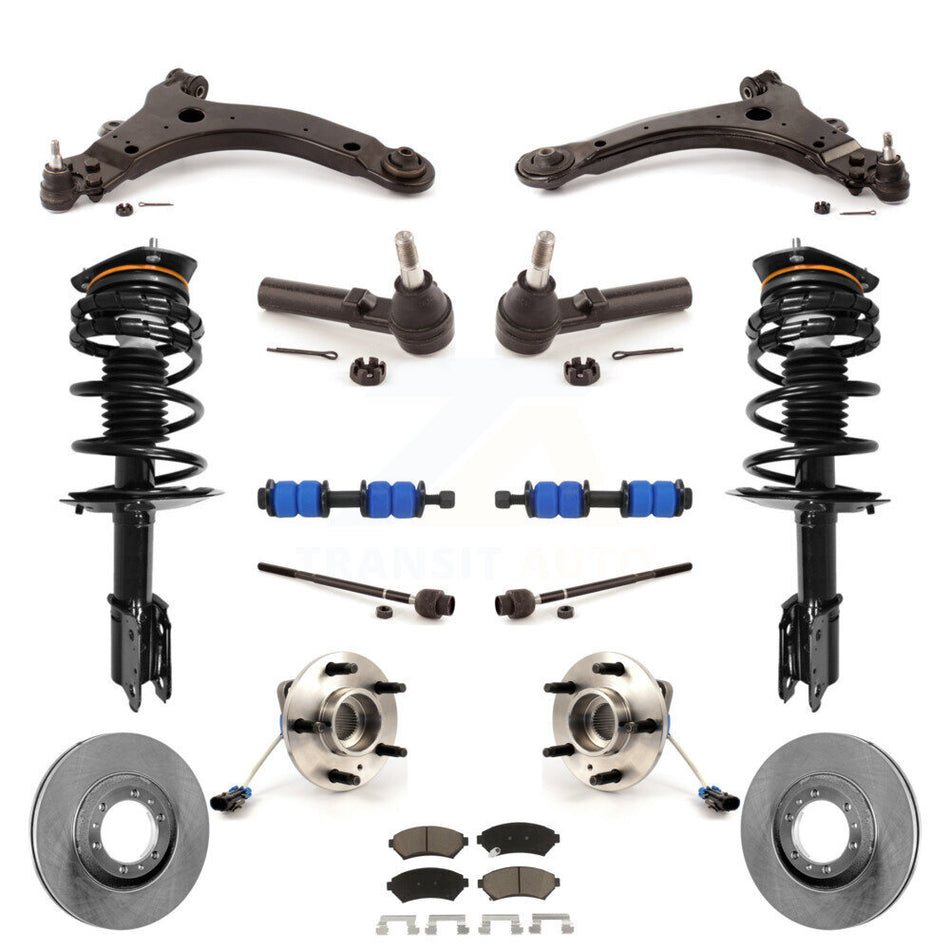Front Disc Rotors Brake Pads Hub Bearings Control Arms Tie Rod End Shock Assembly Suspension Link Kit (15Pc) For Buick Century Regal Excludes 17" 18" Wheels Police Taxi Models KM-100235