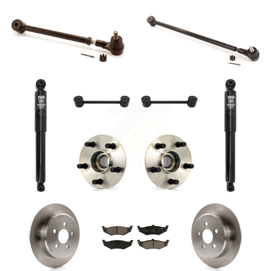 Rear Disc Rotors Brake Pads Hub Bearings Assembly Control Arms Tie Rod End Shock Suspension Link Kit (11Pc) For Chrysler PT Cruiser KM-100270