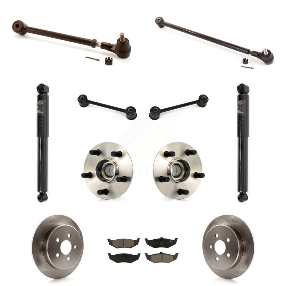 Rear Disc Rotors Brake Pads Hub Bearings Assembly Control Arms Tie Rod End Shock Suspension Link Kit (11Pc) For 2003-2006 Chrysler PT Cruiser Turbocharged KM-100271