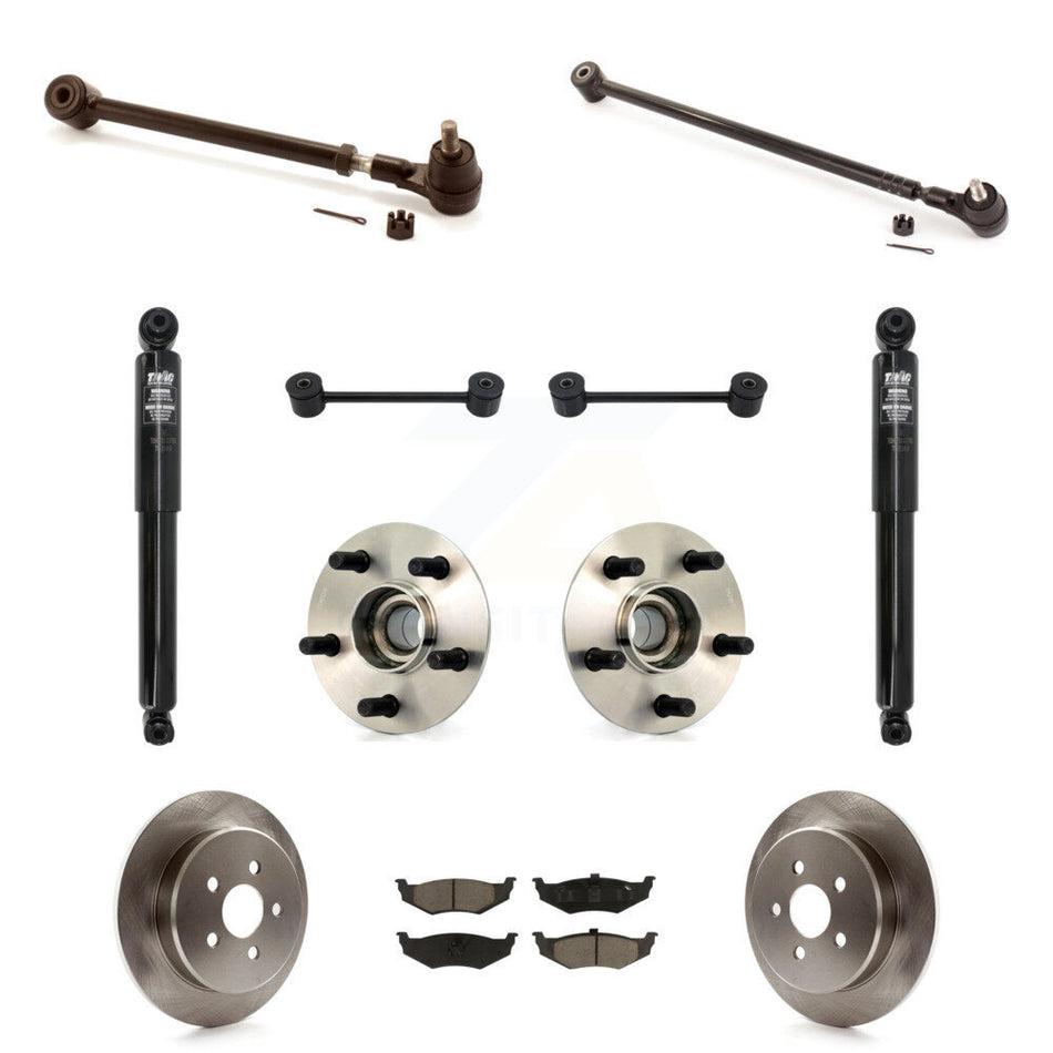 Rear Disc Rotors Brake Pads Hub Bearings Assembly Control Arms Tie Rod End Shock Suspension Link Kit (11Pc) For 2003-2006 Chrysler PT Cruiser Turbocharged KM-100271