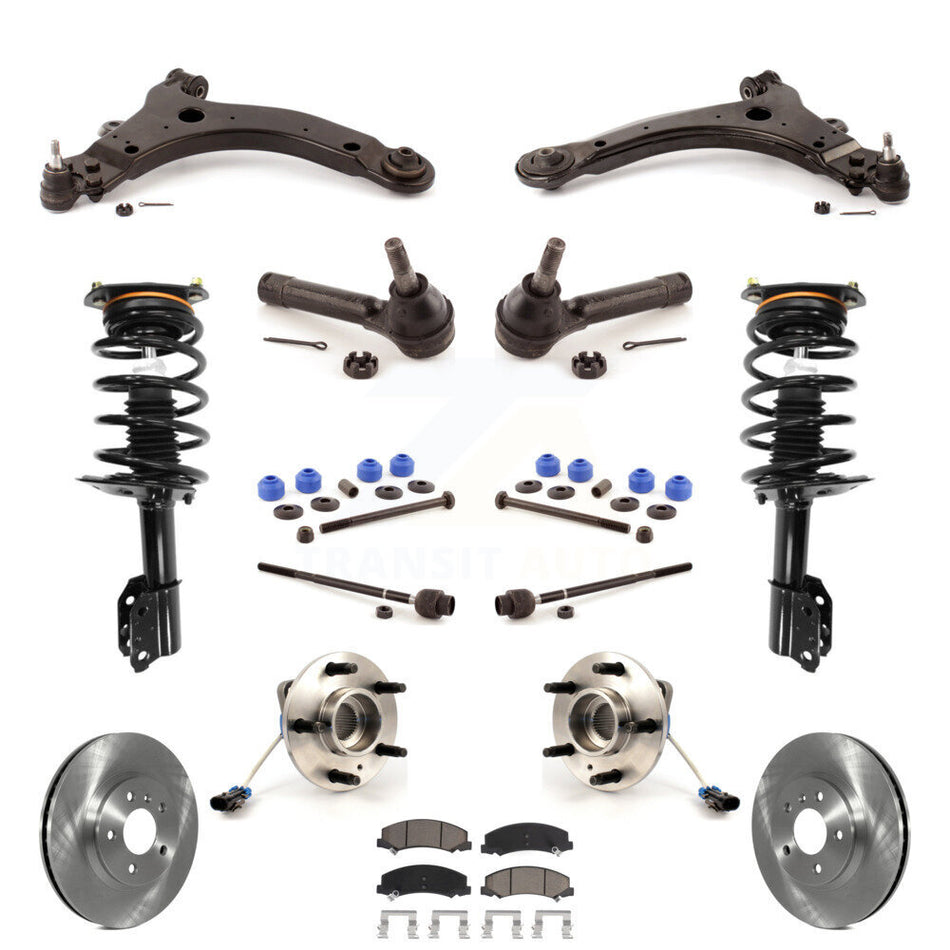 Front Disc Rotors Brake Pads Bearing Arms Shock Suspension Kit (15Pc) For Chevrolet Impala KM-100288