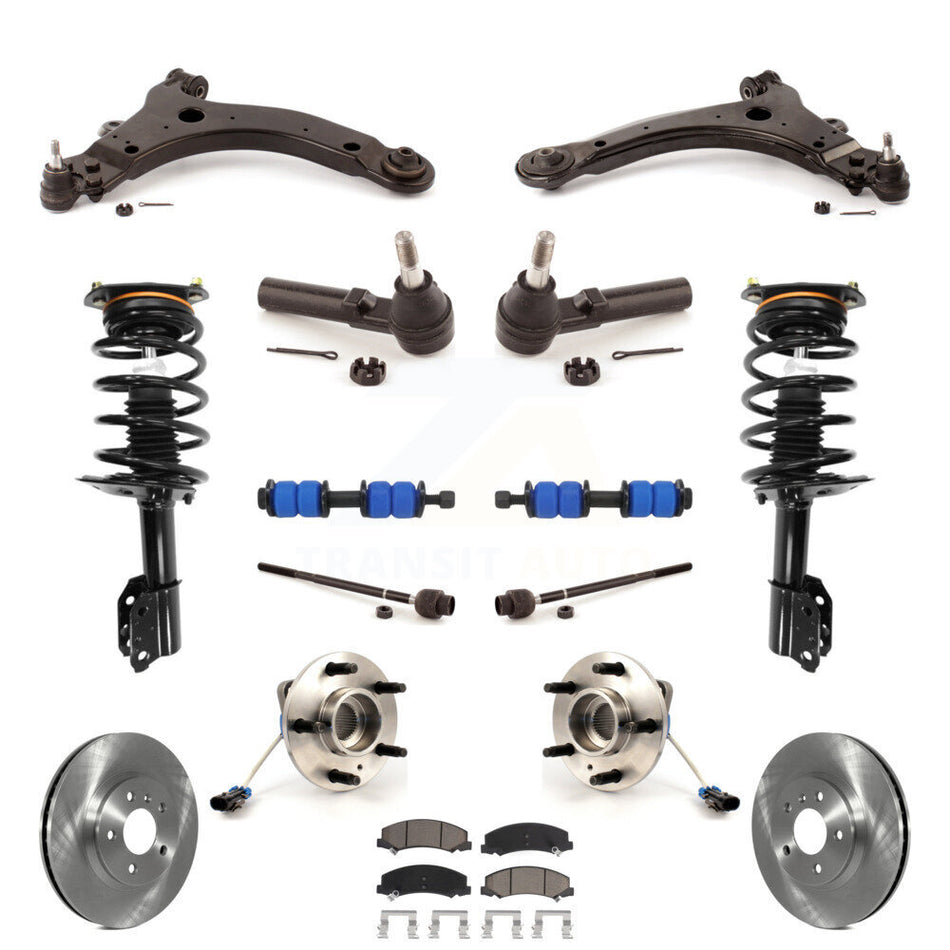 Front Disc Rotors Brake Pads Bearing Arms Shock Suspension Kit (15Pc) For Chevrolet Impala KM-100290