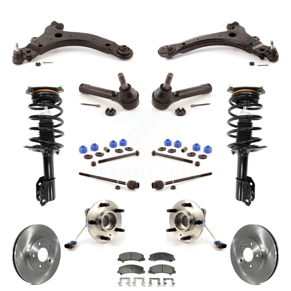 Front Disc Rotors Brake Pads Bearing Arms Shock Suspension Kit (15Pc) For Chevrolet Impala KM-100294