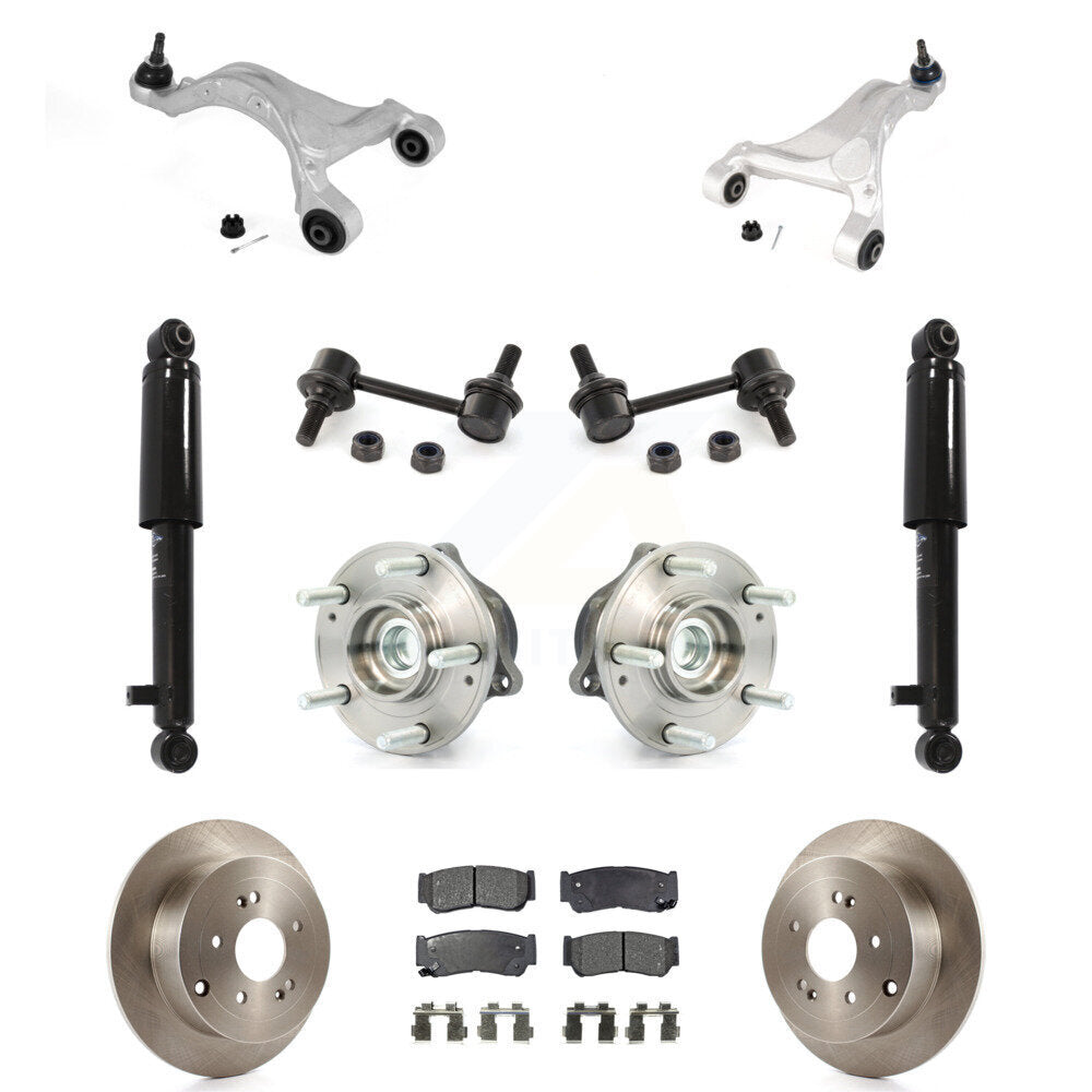 Rear Disc Rotor Brake Pad Bearing Suspension Kit (11Pc) For 2007-2009 Hyundai Santa Fe FWD KM-100301