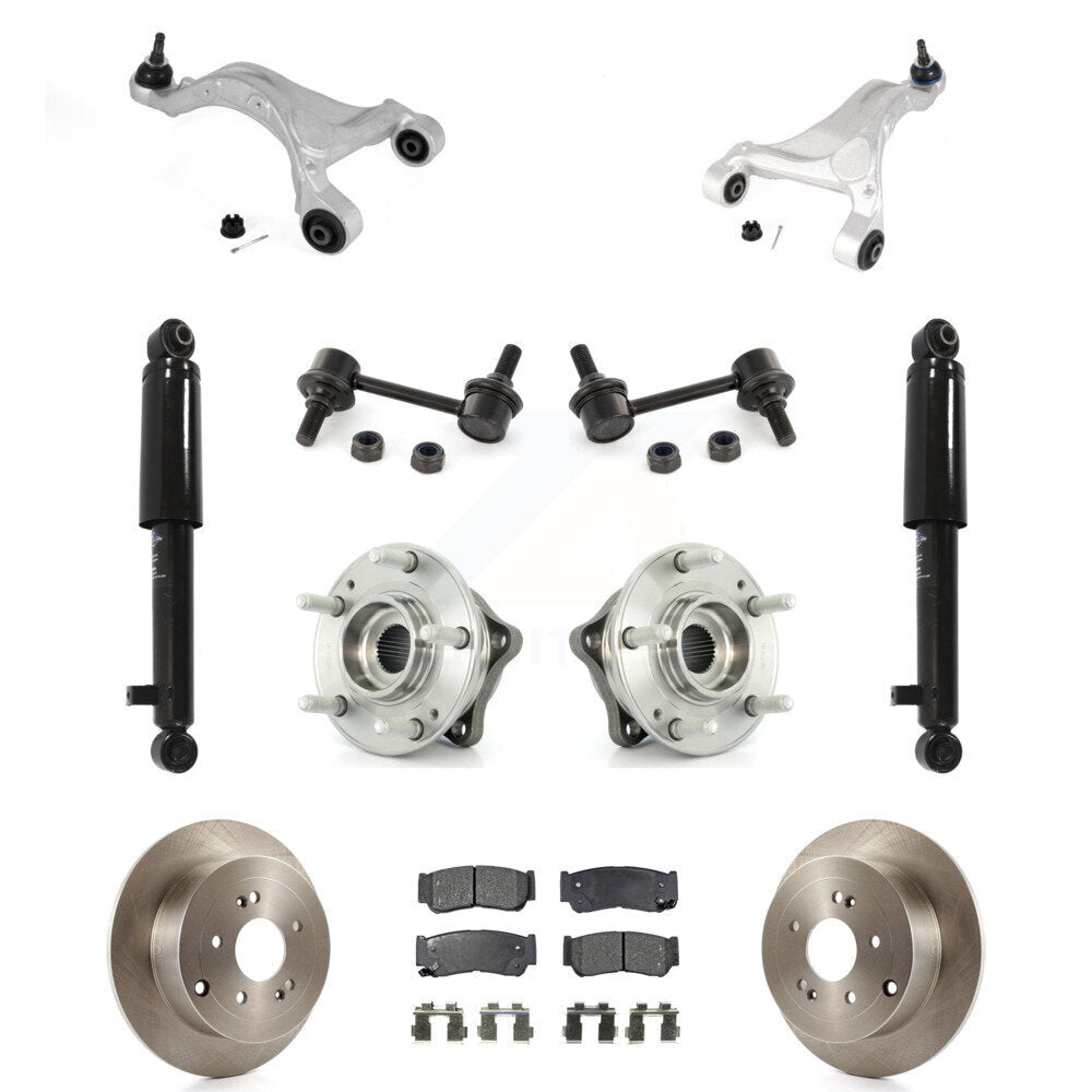 Rear Disc Rotor Brake Pad Bearing Suspension Kit (11Pc) For 2007-2009 Hyundai Santa Fe AWD KM-100302