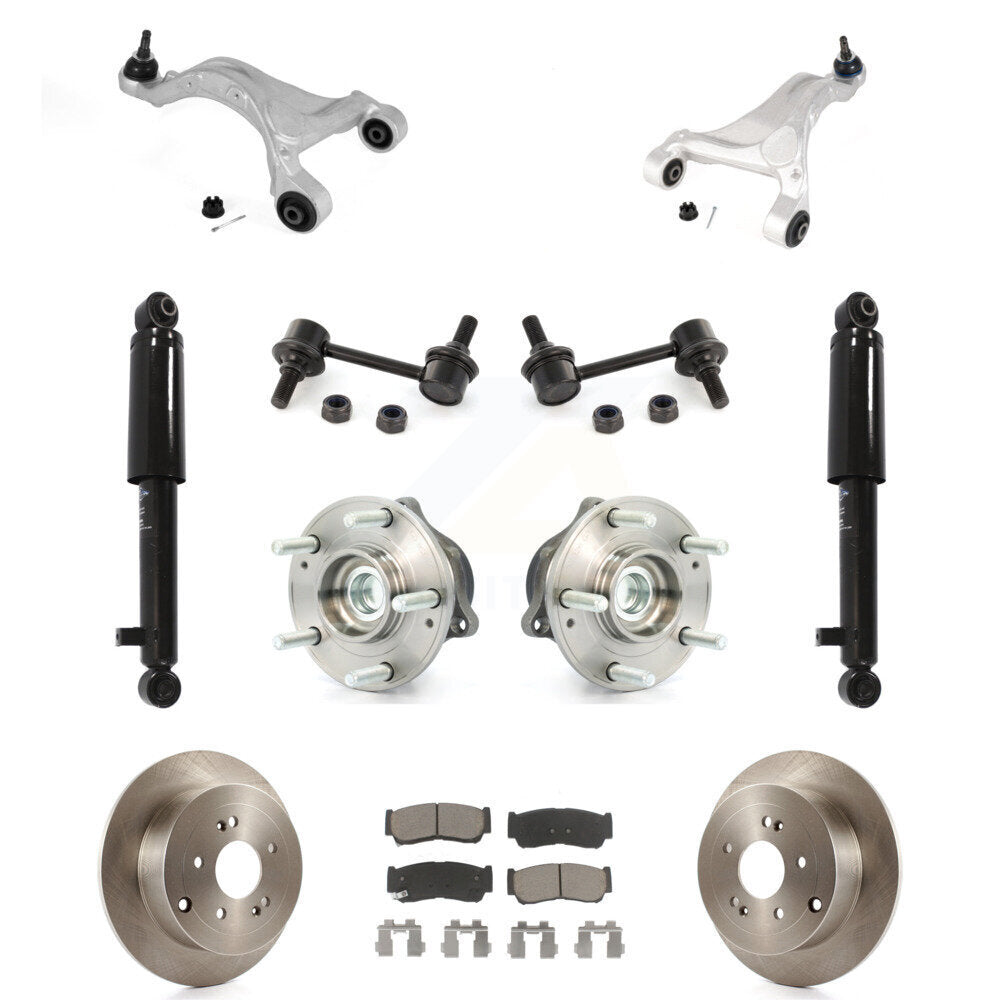 Rear Disc Rotor Brake Pad Bearing Suspension Kit (11Pc) For 2007-2009 Hyundai Santa Fe FWD KM-100307