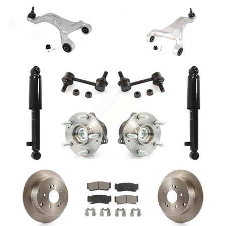 Rear Disc Rotor Brake Pad Bearing Suspension Kit (11Pc) For 2007-2009 Hyundai Santa Fe FWD KM-100307