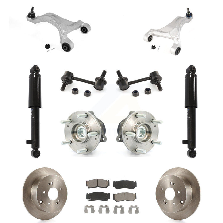 Rear Disc Rotor Brake Pad Bearing Suspension Kit (11Pc) For 2007-2009 Hyundai Santa Fe FWD KM-100307