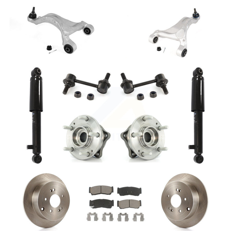 Rear Disc Rotor Brake Pad Bearing Suspension Kit (11Pc) For 2007-2009 Hyundai Santa Fe AWD KM-100308