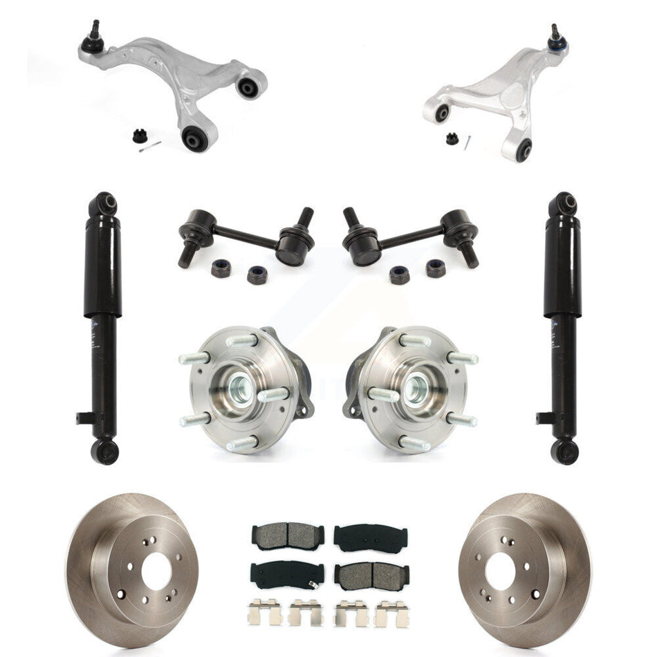 Rear Disc Rotor Brake Pad Bearing Suspension Kit (11Pc) For 2007-2009 Hyundai Santa Fe FWD KM-100309