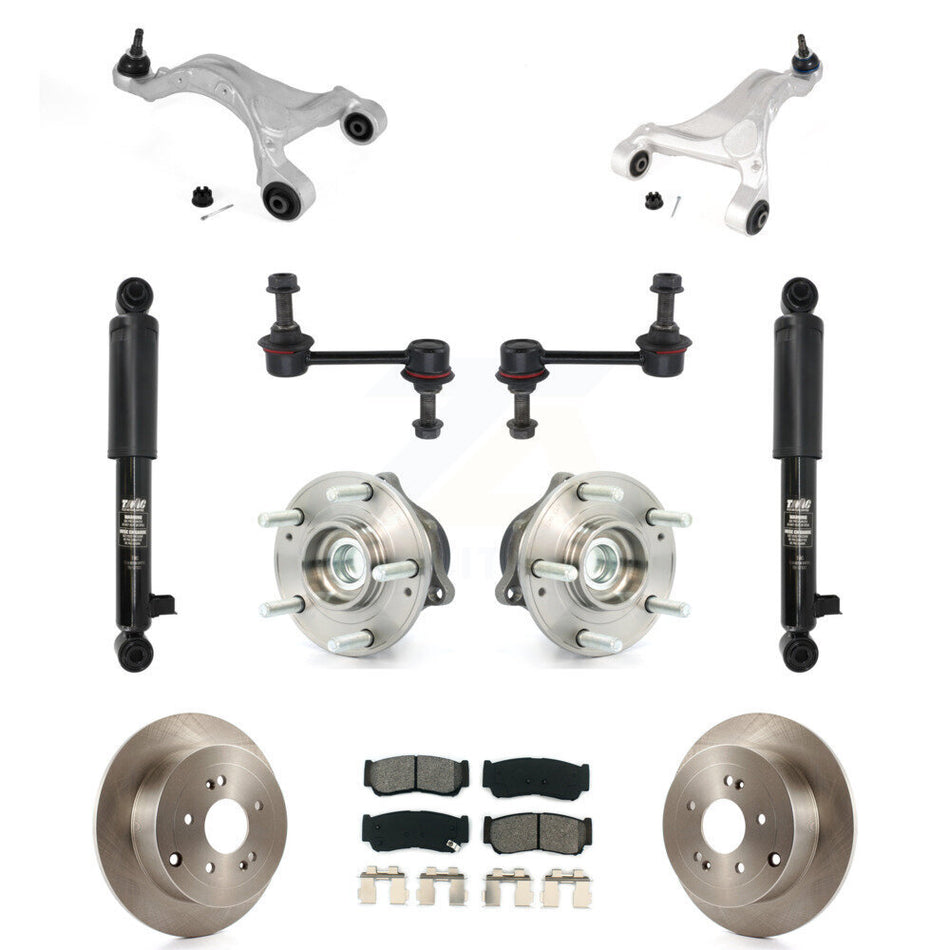 Rear Disc Rotor Brake Pad Bearing Suspension Kit (11Pc) For 2007-2009 Hyundai Santa Fe FWD KM-100309