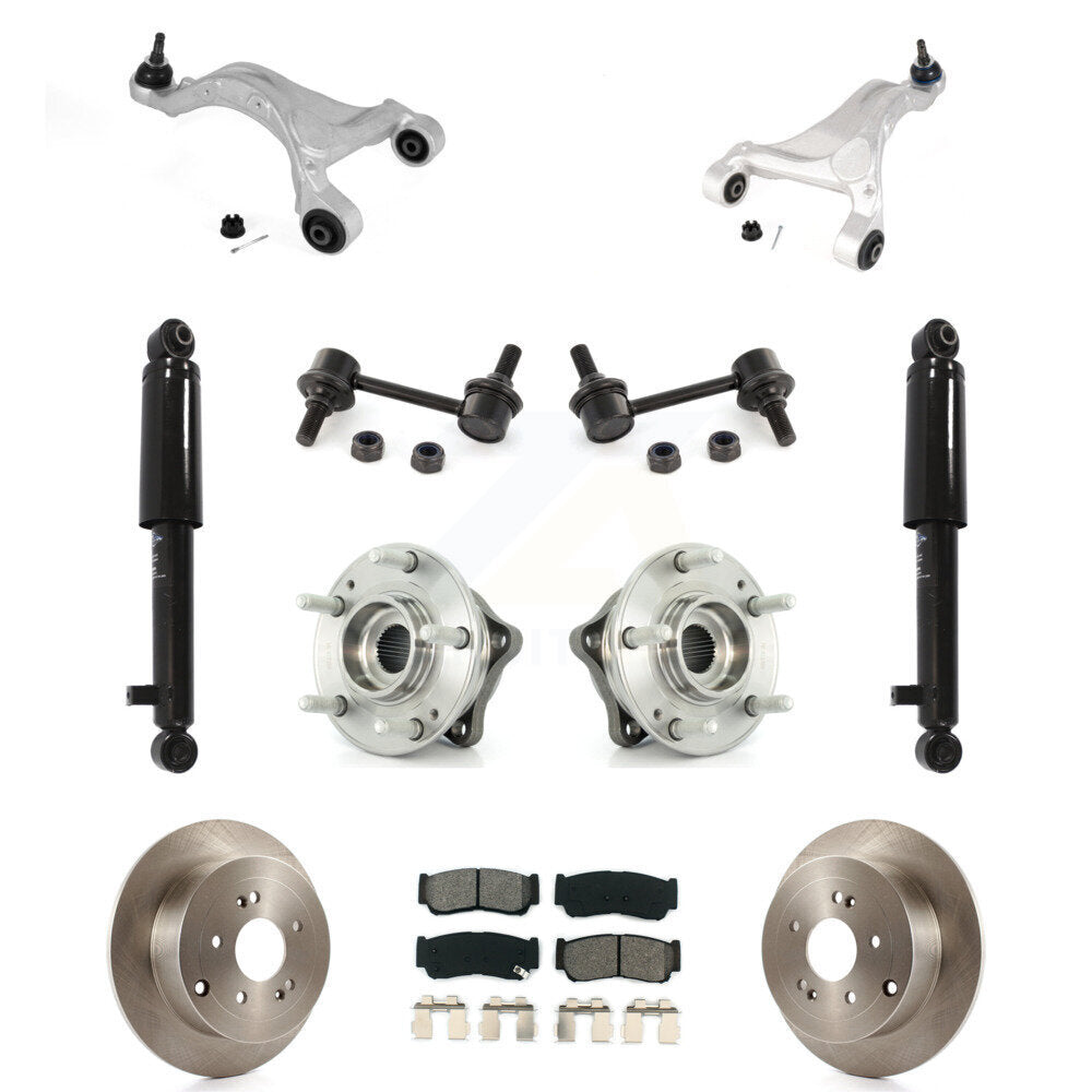 Rear Disc Rotor Brake Pad Bearing Suspension Kit (11Pc) For 2007-2009 Hyundai Santa Fe AWD KM-100310