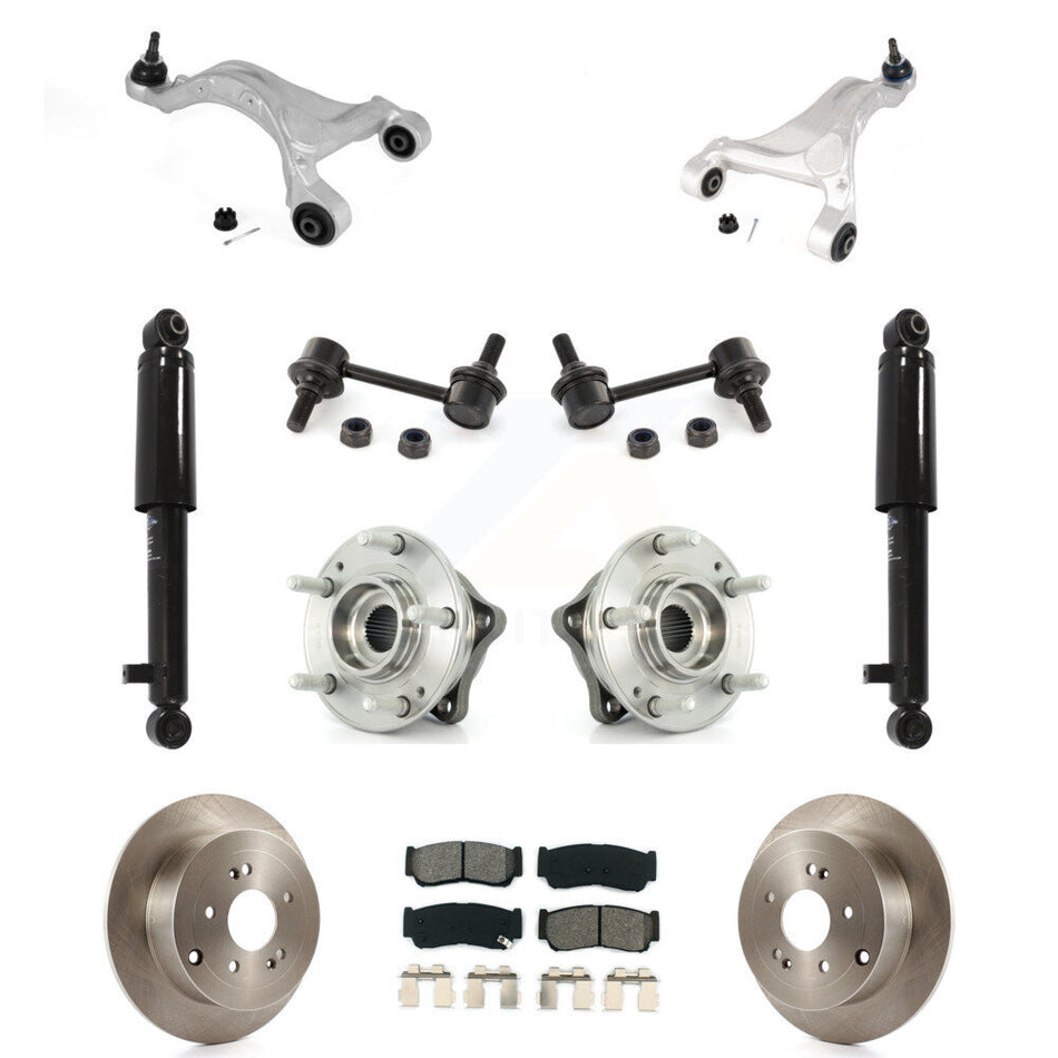 Rear Disc Rotor Brake Pad Bearing Suspension Kit (11Pc) For 2007-2009 Hyundai Santa Fe AWD KM-100310