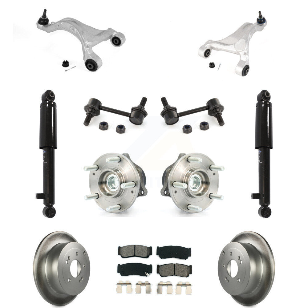 Rear Disc Rotor Brake Pad Bearing Suspension Kit (11Pc) For 2007-2009 Hyundai Santa Fe FWD KM-100315