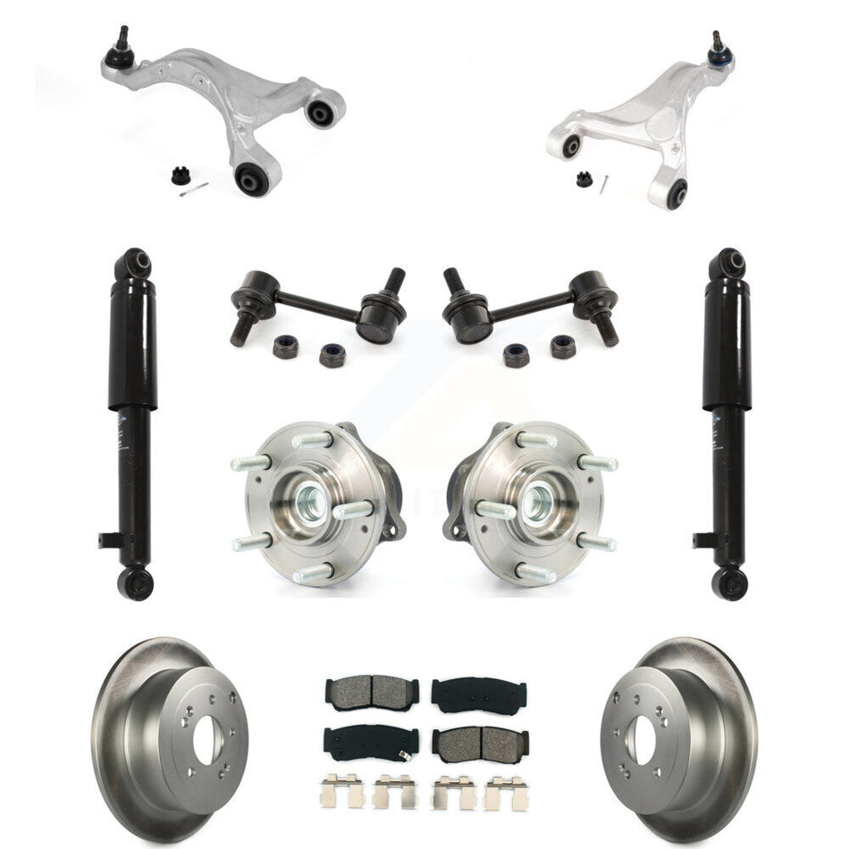 Rear Disc Rotor Brake Pad Bearing Suspension Kit (11Pc) For 2007-2009 Hyundai Santa Fe FWD KM-100315