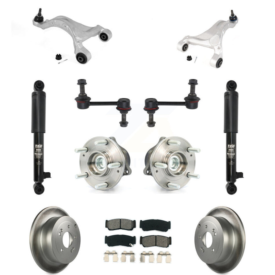 Rear Disc Rotor Brake Pad Bearing Suspension Kit (11Pc) For 2007-2009 Hyundai Santa Fe FWD KM-100315