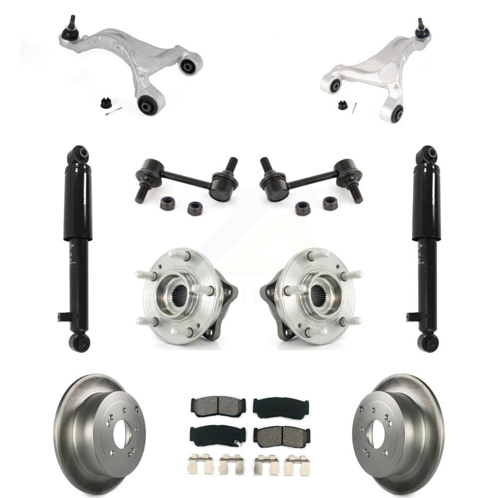 Rear Disc Rotor Brake Pad Bearing Suspension Kit (11Pc) For 2007-2009 Hyundai Santa Fe AWD KM-100316