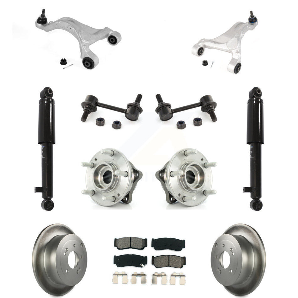 Rear Disc Rotor Brake Pad Bearing Suspension Kit (11Pc) For 2007-2009 Hyundai Santa Fe AWD KM-100316