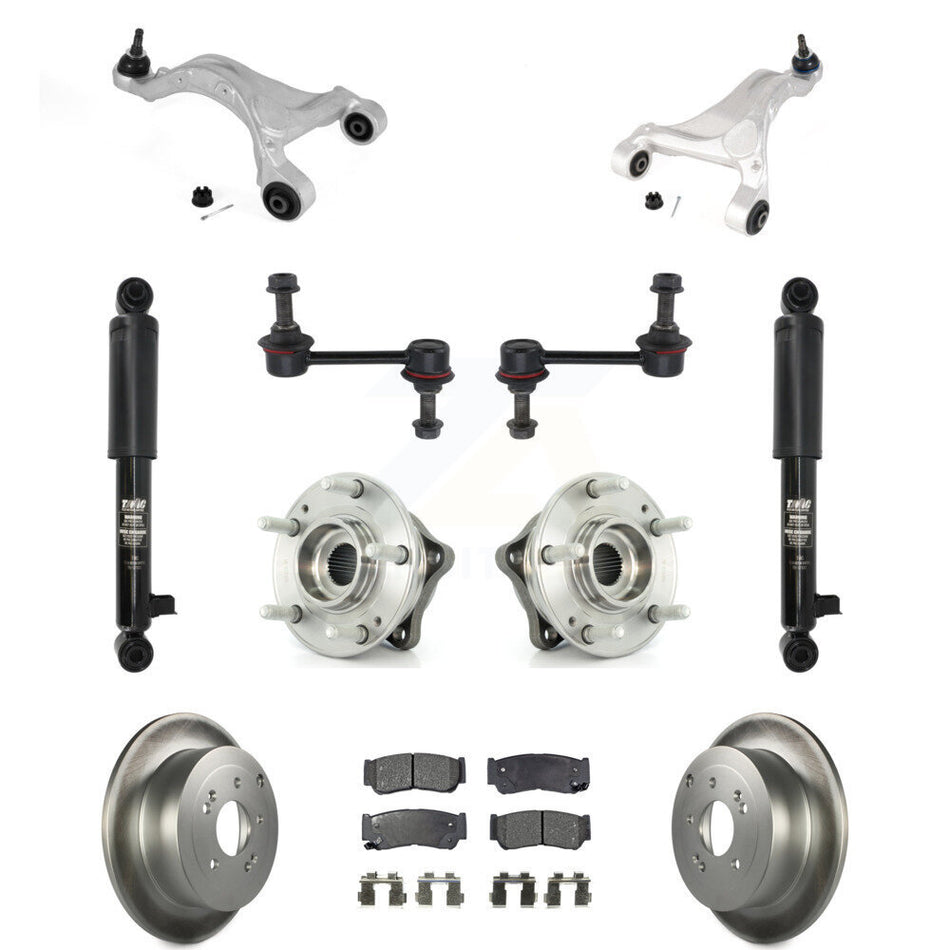 Rear Disc Rotor Brake Pad Bearing Suspension Kit (11Pc) For 2007-2009 Hyundai Santa Fe AWD KM-100320