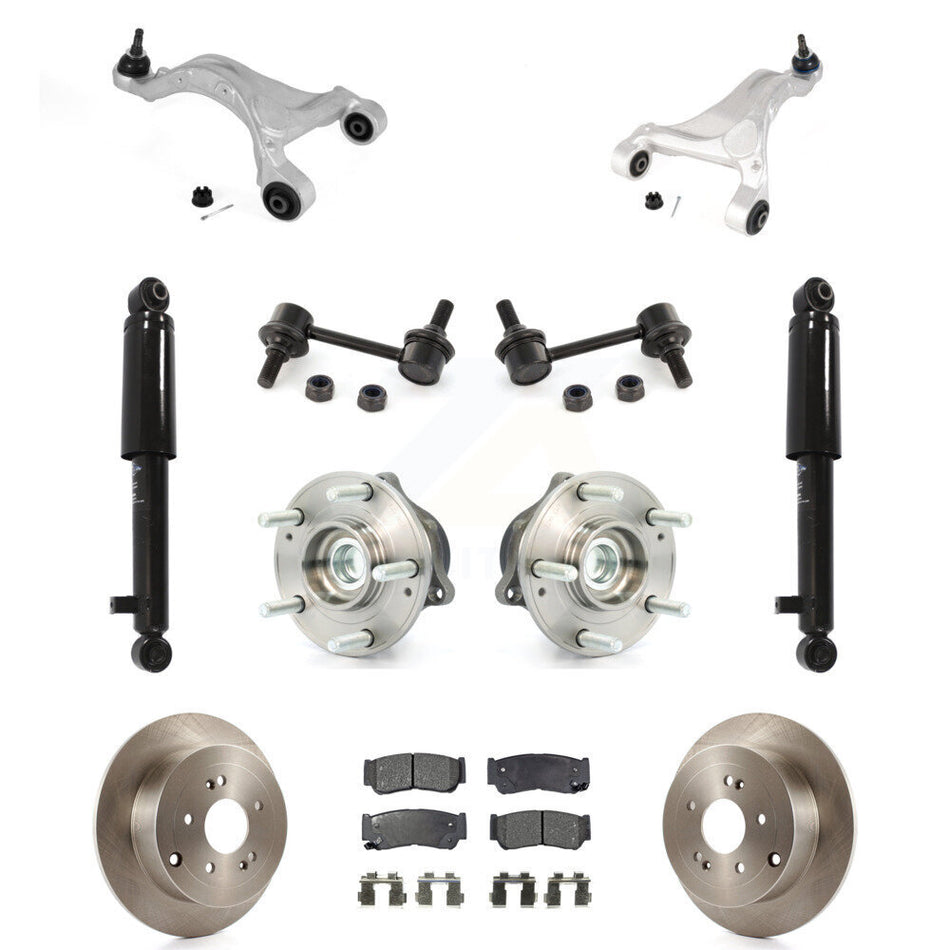 Rear Disc Rotor Brake Pad Bearing Suspension Kit (11Pc) For 2007-2009 Hyundai Santa Fe FWD KM-100323