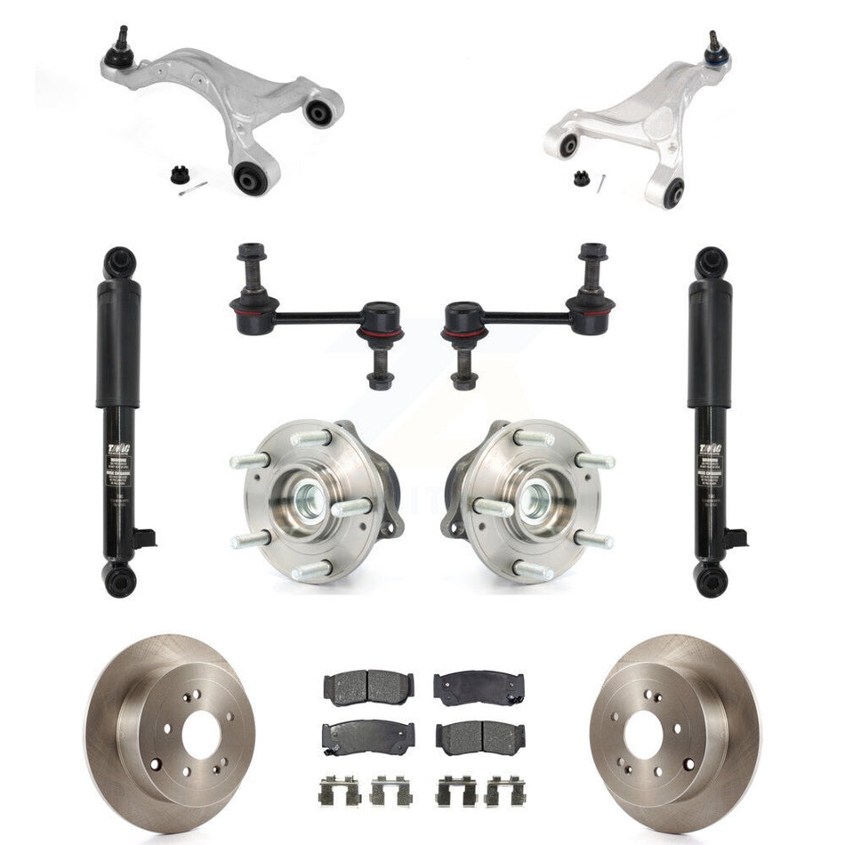 Rear Disc Rotor Brake Pad Bearing Suspension Kit (11Pc) For 2007-2009 Hyundai Santa Fe FWD KM-100323