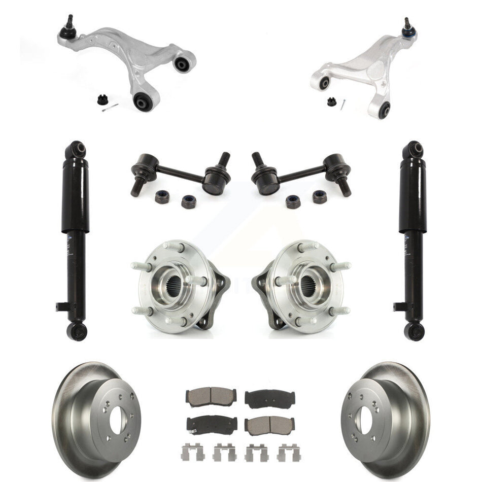 Rear Disc Rotor Brake Pad Bearing Suspension Kit (11Pc) For 2007-2009 Hyundai Santa Fe AWD KM-100333