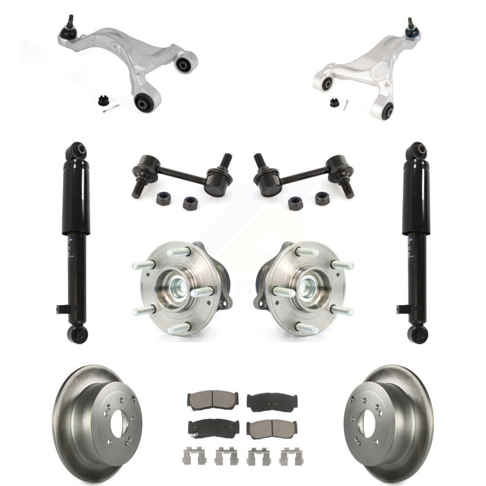 Rear Disc Rotor Brake Pad Bearing Suspension Kit (11Pc) For 2007-2009 Hyundai Santa Fe FWD KM-100334