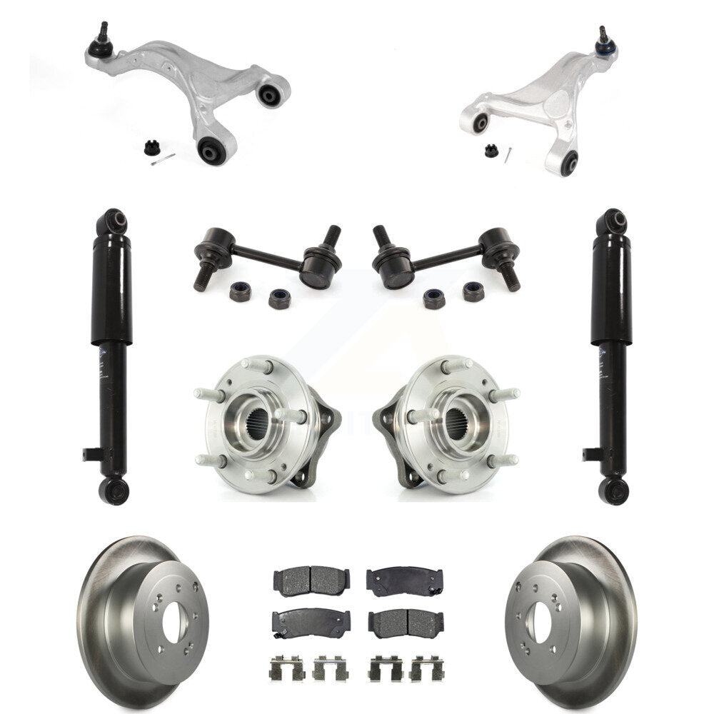 Rear Disc Rotor Brake Pad Bearing Suspension Kit (11Pc) For 2007-2009 Hyundai Santa Fe AWD KM-100339