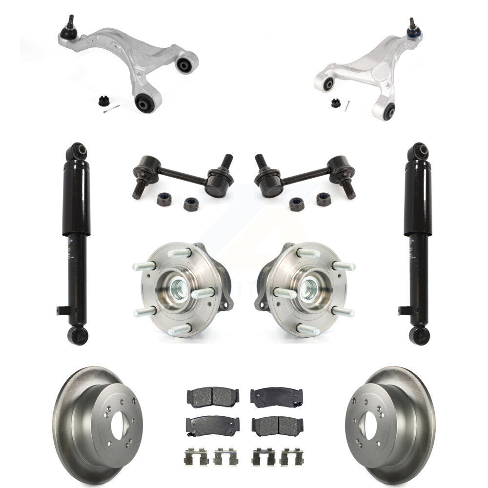 Rear Disc Rotor Brake Pad Bearing Suspension Kit (11Pc) For 2007-2009 Hyundai Santa Fe FWD KM-100340