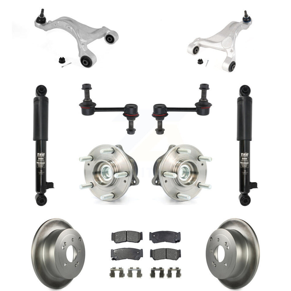Rear Disc Rotor Brake Pad Bearing Suspension Kit (11Pc) For 2007-2009 Hyundai Santa Fe FWD KM-100340