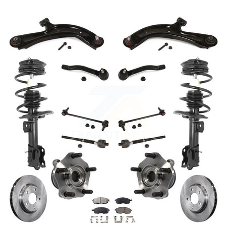 Front Disc Rotors Brake Pad Bearing Shock Assembly Suspension Kit (15Pc) For Nissan Sentra KM-100381