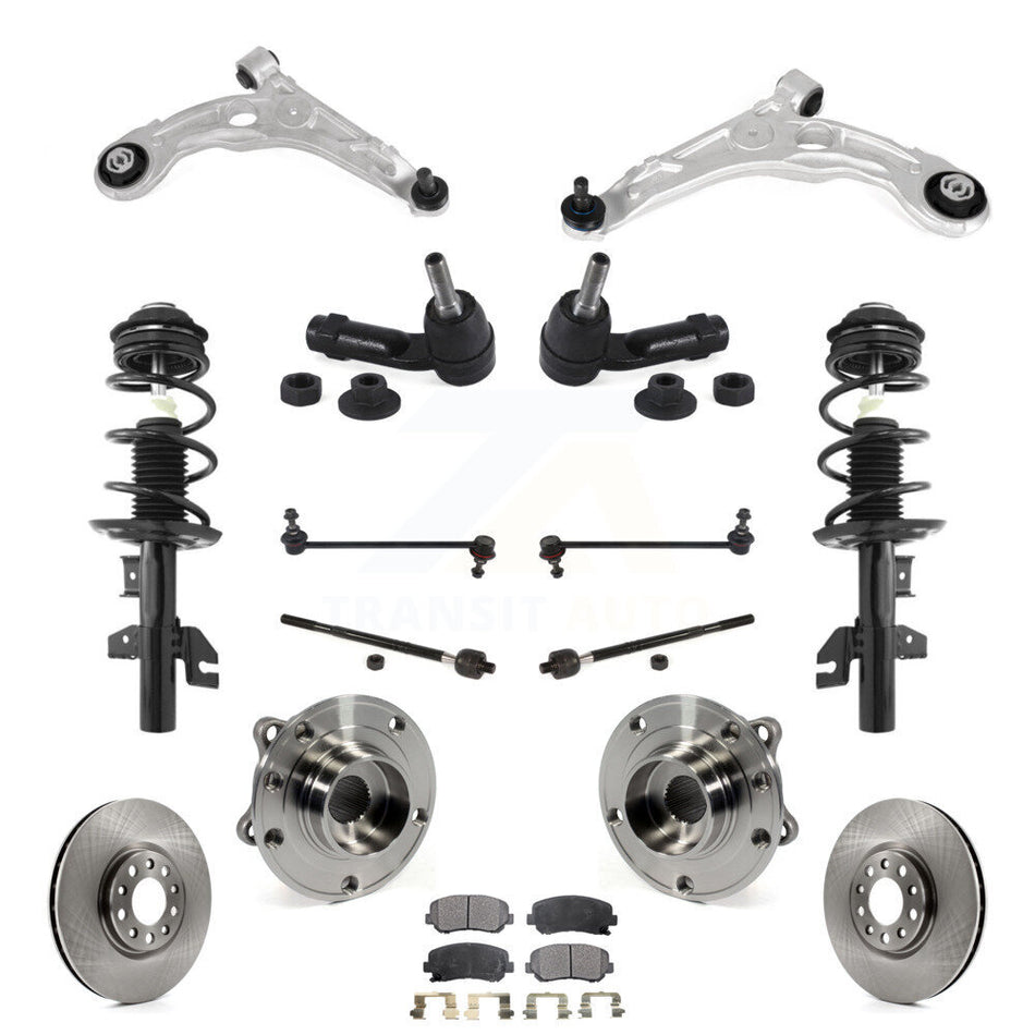 Front Rotors Brake Pads Bearing Suspension Kit (15Pc) For 13-16 Dodge Dart Limited/GT/Aero KM-100386
