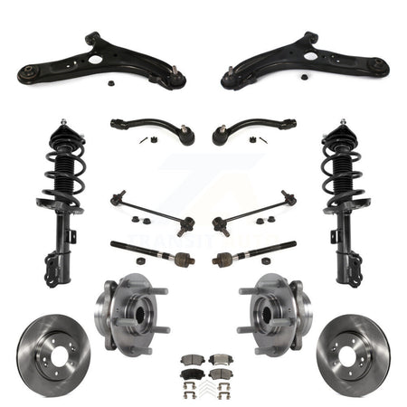 Front Disc Rotors Brake Pad Bearing Suspension Kit (15Pc) For 2017 Hyundai Elantra GT Base KM-100387
