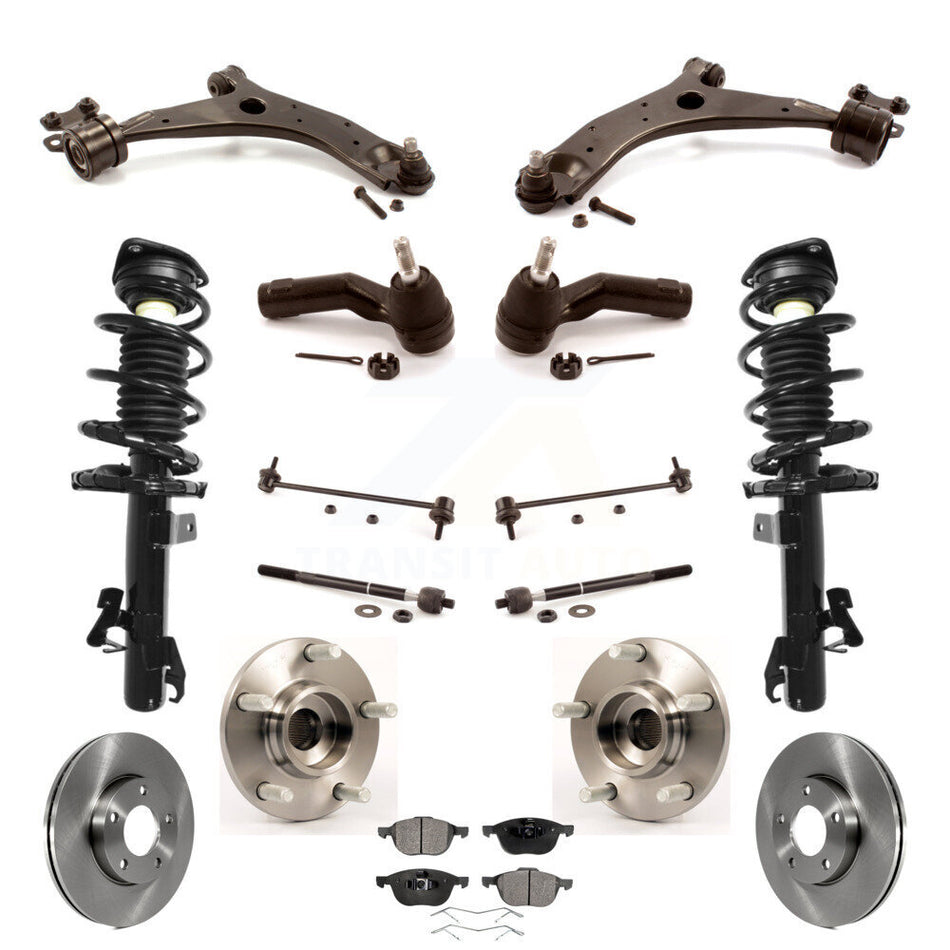 Front Rotors Brake Pad Bearing Suspension Kit (15Pc) For Mazda 3 Excludes MazdaSpeed Model KM-100390
